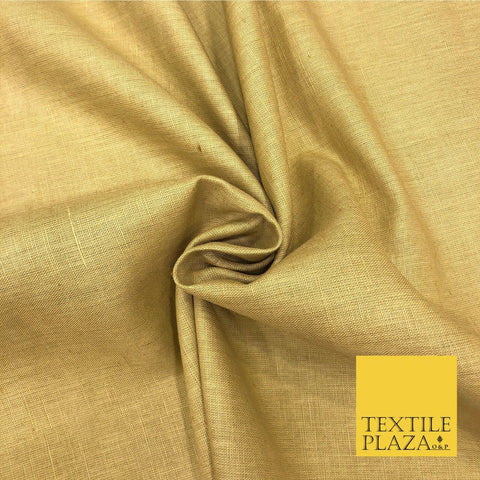 Gold Luxury Plain Cotton Linen Fabric - 10 Colours Dress Craft - OG572