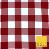 Red & White Large Gingham Check Bi-Stretch Fabric Uniform Skirts 58" 1352