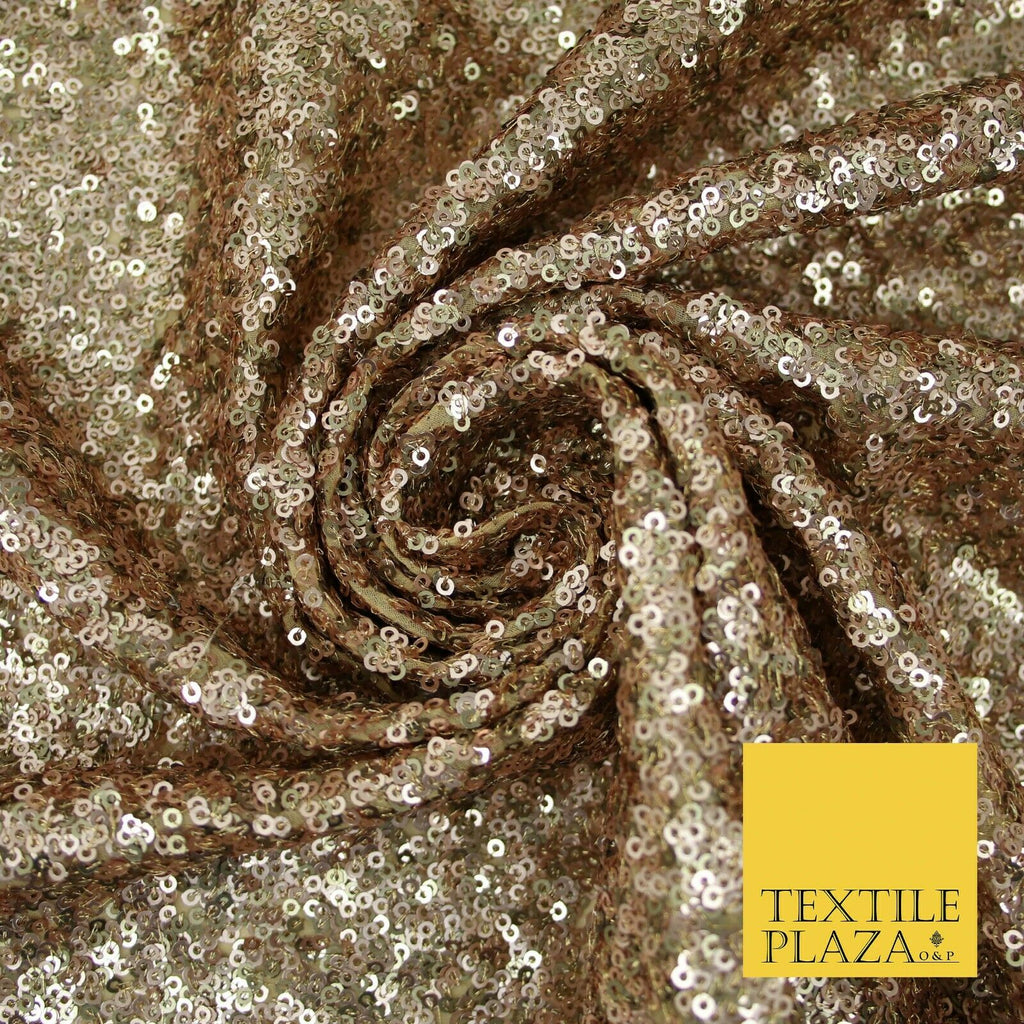 Rose Gold Copper Intricate Matte Sequin Georgette Fabric Dress Material 37" 3479