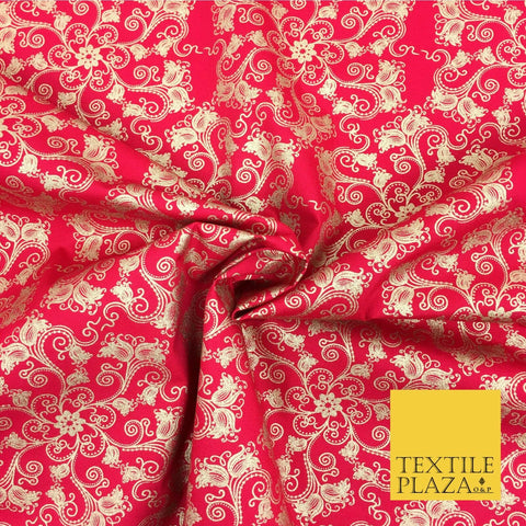 RED Christmas Glitter Flower Fabric 100% Cotton - Festive Sparkle RF161