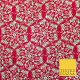 RED Christmas Glitter Flower Fabric 100% Cotton - Festive Sparkle RF161
