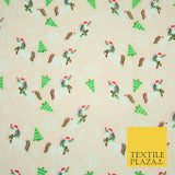 Christmas Unicorn Trees Snowflakes Printed Poly Cotton Fabric Polycotton 45"