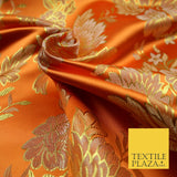 Large Design Oriental Chinese Brocade Metallic Floral Satin Jacquard Fabric 59"