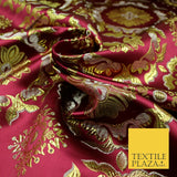Large Design Oriental Chinese Brocade Metallic Floral Satin Jacquard Fabric 59"