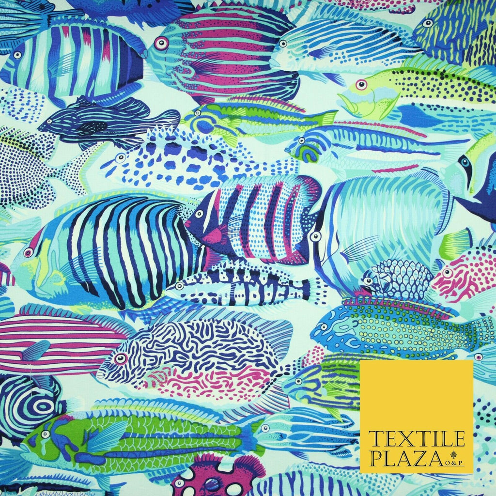 Underwater Aqua Swimming Tropical Fish 100% COTTON CANVAS Print