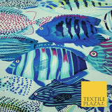 Underwater Aqua Swimming Tropical Fish 100% COTTON CANVAS Print Fabric Craft2287