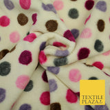 Super Soft Cream Magenta Multi Spotted Cuddle Fleece Double Sided Fabric 58"1842