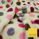 Super Soft Cream Magenta Multi Spotted Cuddle Fleece Double Sided Fabric 58"1842