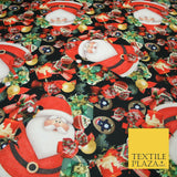 Festive Santa Claus Gifts Presents Penguins Christmas Waffle Jersey Fabric 5003