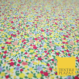 Yellow Pink Floral Flower Ditsy Lightweight Polyester Jersey Fabric 59" 5005