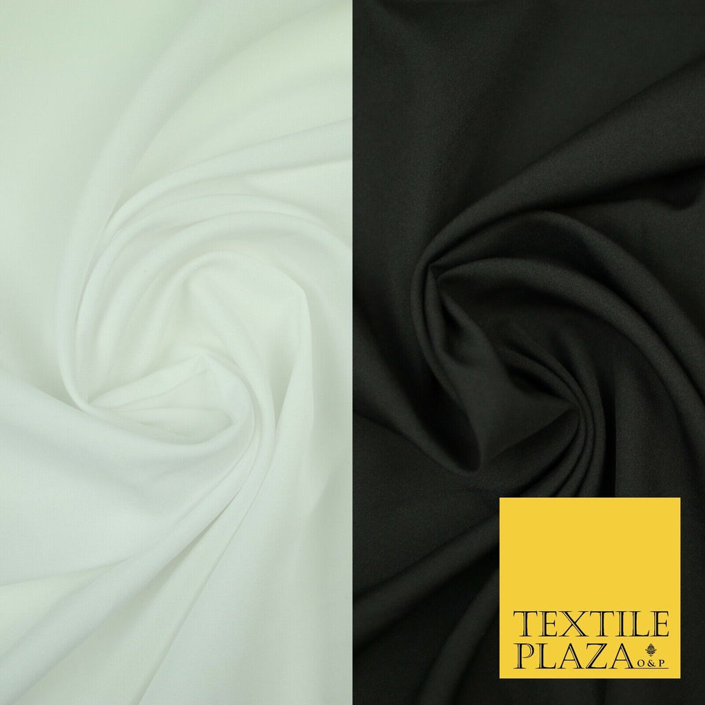Black White Plain Dyed Soft Powder Crepe Lining Dress 100% Polyester Fabric  56"