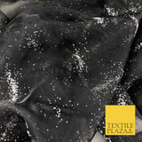 BLACK Premium Glitter Hologram Cluster Organza Fabric - Dress Flowy Decor QD915