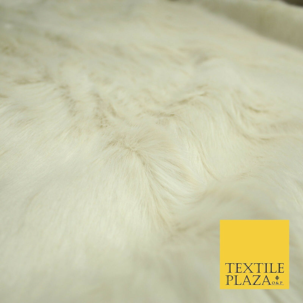 High Quality Luxury IVORY CREAM Suede Backed 1" Long Pile Faux Fur Fabric 2302
