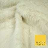 High Quality Luxury IVORY CREAM Suede Backed 1" Long Pile Faux Fur Fabric 2302