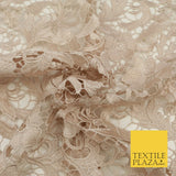 BEIGE Luxury Webbed Flower Guipure Lace Dress Fabric Wedding Bridal Floral 1588