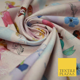 Pink DISNEY Princess Rapunzel Moana Watercolour Print 100% Cotton Fabric 4486