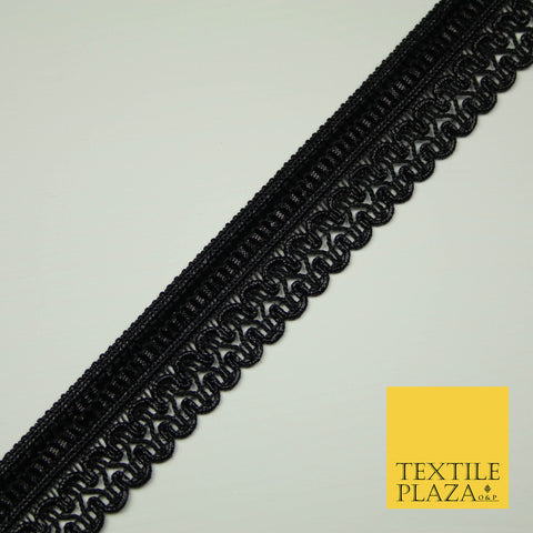 All Black 3cm Pleated Ribbon Loop Braid Trimming Border Gota Sewing Trim X404