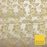 Luxury GOLD Floral Satin Jacquard Fabric Fancy Waistcoats Jackets 45" LA864