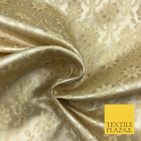 Luxury GOLD Ornate Vintage Satin Jacquard Fabric Fancy Waistcoats Jackets LA867