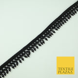 All Black Pearl Teardrop Tassel Beaded Ribbon Trim Border Indian Lace X333