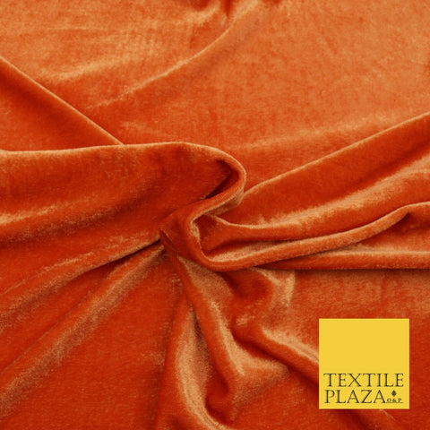 ORANGE Soft Plain Velvet Fabric Material - 58" - More Colours Available PB12