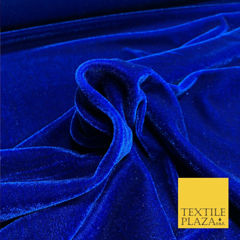 LUXURY Royal Blue High Quality English Plain Velvet Dress Fabric 58" PD1044