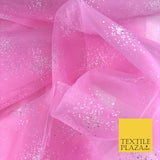 PINK Premium Glitter Hologram Cluster Organza Fabric - Dress Flowy Decor QD919