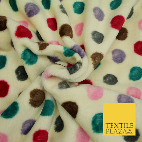 Super Soft Cream Jade Multi Spotted Cuddle Fleece Double Sided Fabric 58" 1843