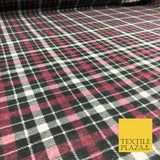 Navy Burgundy Tartan Plaid Check Winceyette Soft Brushed Cotton Print Fabric1286