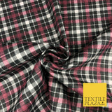 Navy Burgundy Tartan Plaid Check Winceyette Soft Brushed Cotton Print Fabric1286