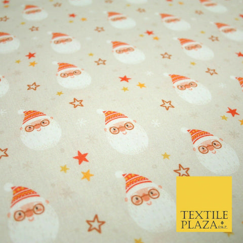Festive Santa Claus Stars Christmas Digital Print 100% Cotton Fabric 58" 4938