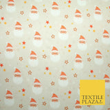 Festive Santa Claus Stars Christmas Digital Print 100% Cotton Fabric 58" 4938