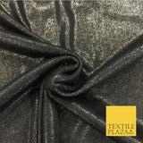 Premium Black Jersey Foil Net Metallic Shimmer Glitter Dancewear Fabric 2314