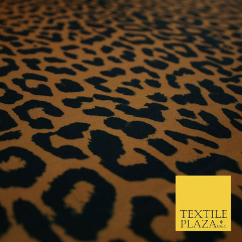 Rust Brown Black Leopard Animal Printed Stretch Jersey Fabric Dress Craft 4357