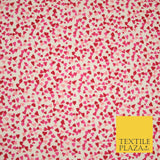 Cute Small Hearts Love Valentine Printed Poly Cotton Fabric Polycotton Mask 45"