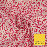 Cute Small Hearts Love Valentine Printed Poly Cotton Fabric Polycotton Mask 45"