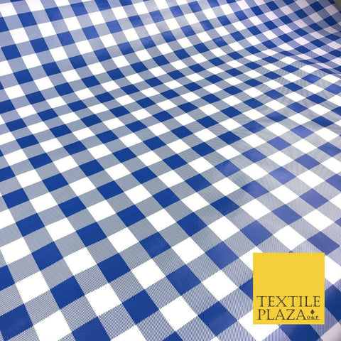 Blue & White Medium Gingham Check PVC VINYL Tablecloth Oilcloth Wipe Clean 1266