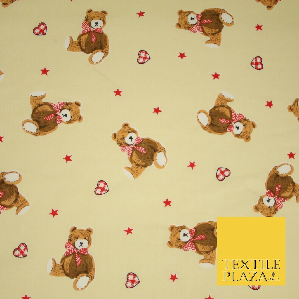 Cute Teddy Bear Child Baby Printed Poly Cotton Fabric Polycotton Mask 45" 3792