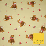 Cute Teddy Bear Child Baby Printed Poly Cotton Fabric Polycotton Mask 45" 3792