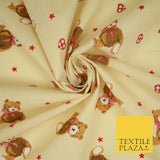 Cute Teddy Bear Child Baby Printed Poly Cotton Fabric Polycotton Mask 45" 3792