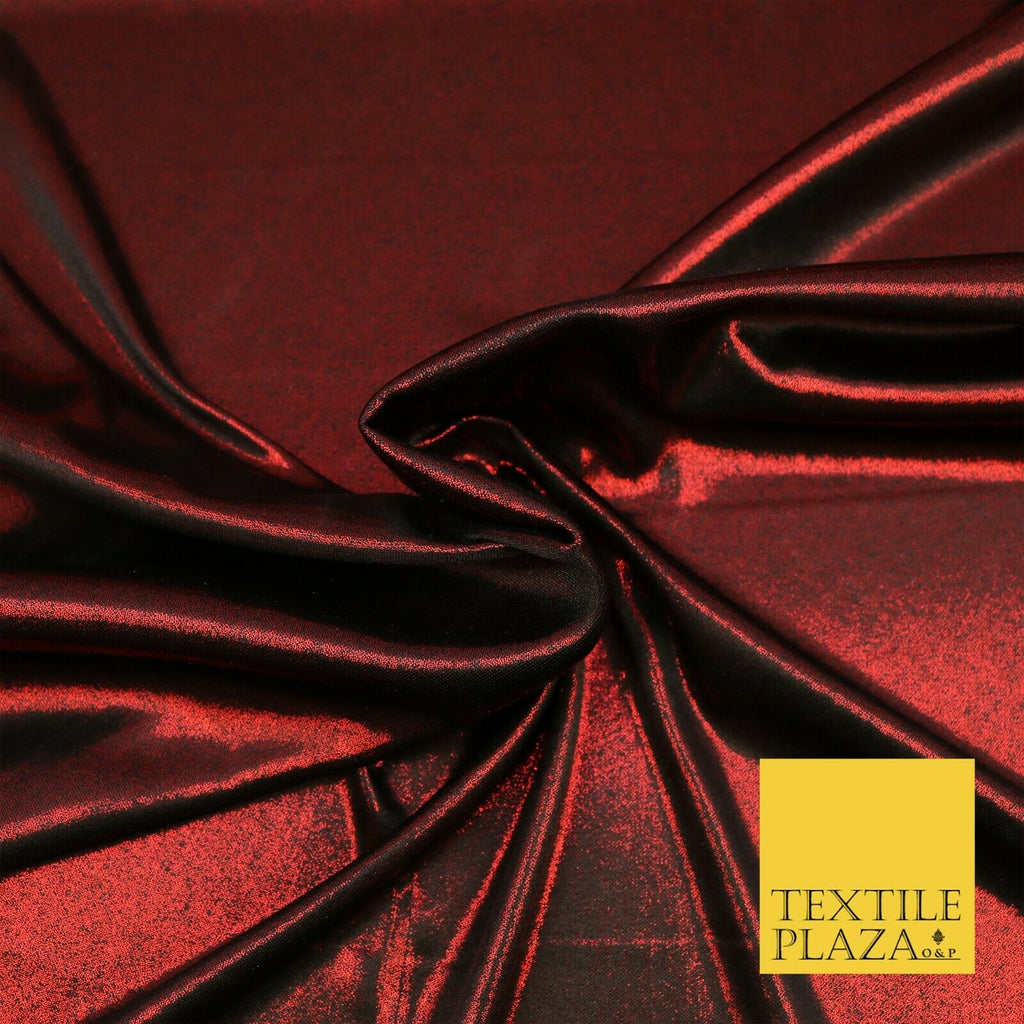 RED BLACK Metallic Microdot Liquid Lame Fabric Shiny Stretch Wet Dancewear 1658