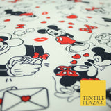 Mickey Minnie Mouse Love Letters Valentine Disney Print Fabric 100% Cotton 4965