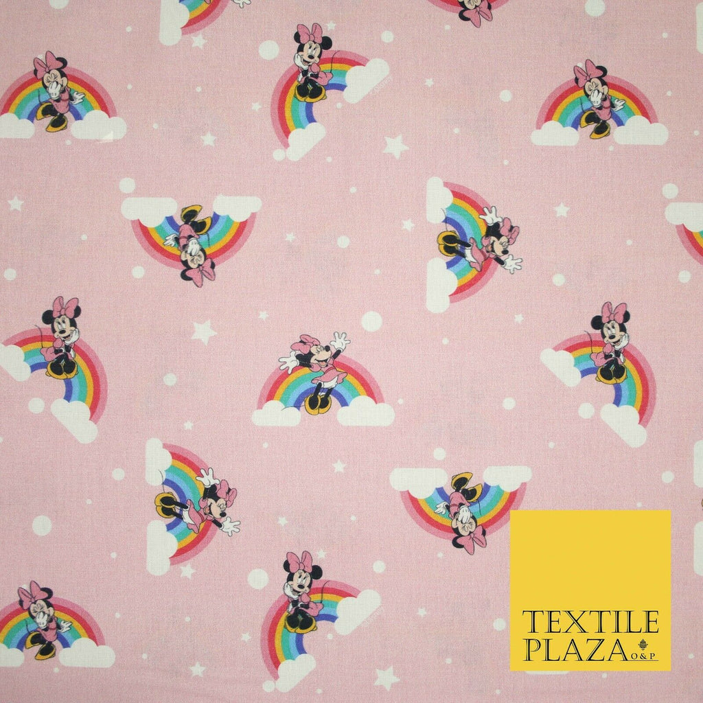 PINK Minnie Mouse Magical Rainbows Disney Licensed 100% Cotton Print Fabric 4955