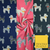 Smart Bow Tie Terrier Dogs Printed Soft Cotton Jersey Stretch Fabric 59" 3 COLS