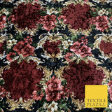 Various Floral Ornate Leopard Flowers Printed Soft Stretch Velvet Dress Fabric 2