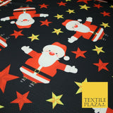 Festive Falling Santa Claus Father Christmas Stars Waffle Jersey Fabric 58" 5002