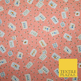 Peach Floral Ditsy Patchwork Flower Printed Poly Cotton Fabric Polycotton 5018