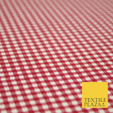 Classic Red & White Small Gingham Check Polycotton Fabric Picnic 60" Wide 2219