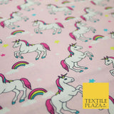 100% Cotton Unicorn Rainbow Clouds Stars Magical Childrens Printed Fabric 58"