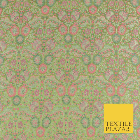 Sage Green Luxury Intricate Floral PURE Benarsi Brocade Woven Dress Fabric 1752